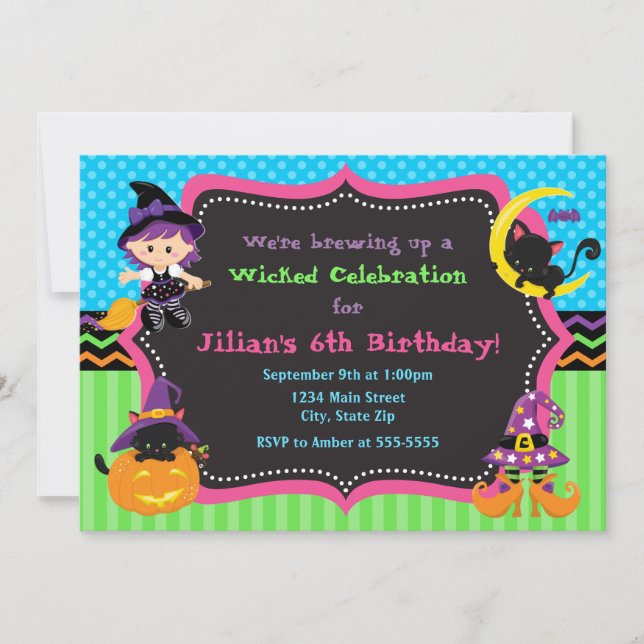 Invitación a la fiesta de cumpleaños de Witch Hall (Anverso)