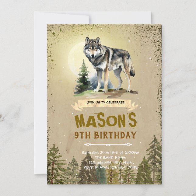 Invitación a la fiesta de cumpleaños de Wolf (Anverso)