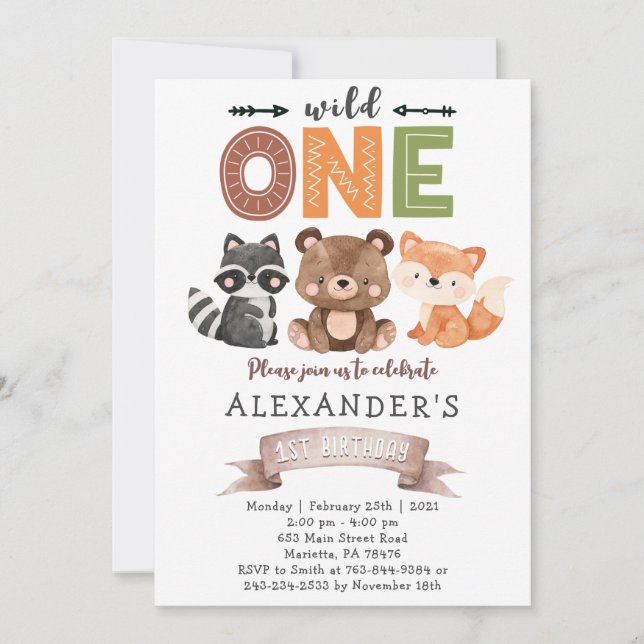 Invitación a la fiesta de cumpleaños de Woodland W (Anverso)