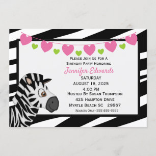 Invitación a la fiesta de cumpleaños de Zebra