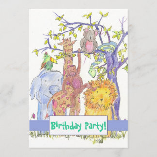 Invitación a la fiesta de cumpleaños de Zoo Animal