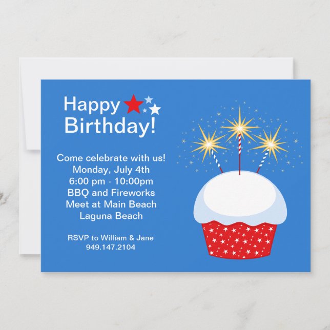 Invitación a la fiesta de cumpleaños del 4 de juli (Anverso)