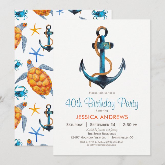 Invitación a la fiesta de cumpleaños del Ancla Náu (Anverso / Reverso)