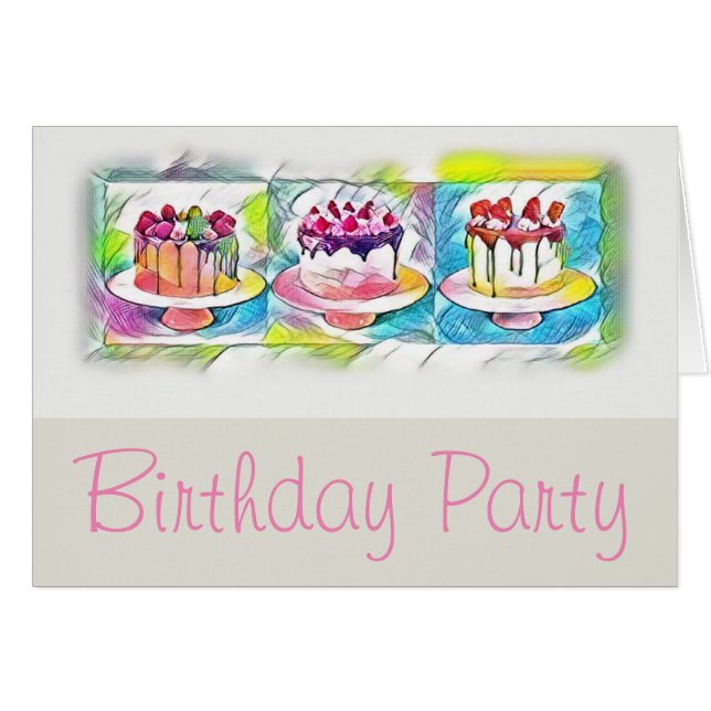 Invitación a la fiesta de cumpleaños del arte del  (Anverso (Horizontal))