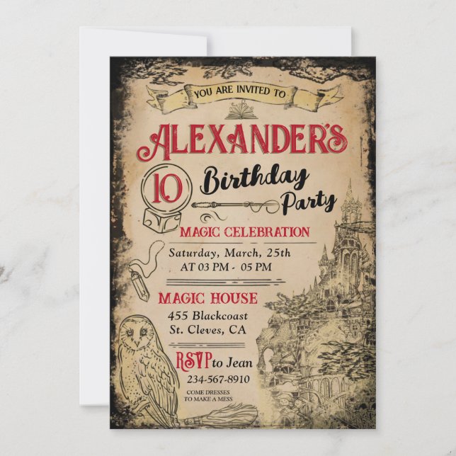 Invitación a la fiesta de cumpleaños del Asistente (Anverso)