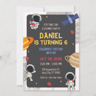 Invitación a la fiesta de cumpleaños del astronaut