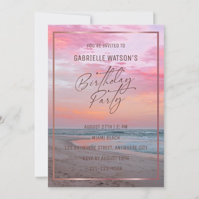 Invitación a la fiesta de cumpleaños del atardecer (Anverso)