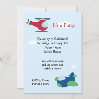Invitación a la fiesta de cumpleaños del avión