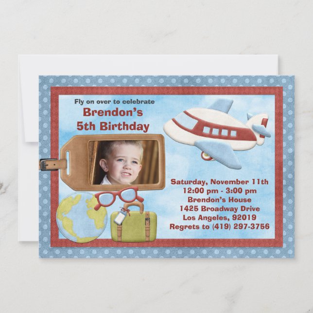 Invitación a la fiesta de cumpleaños del avión (Anverso)