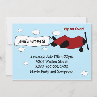 Invitación a la fiesta de cumpleaños del avión
