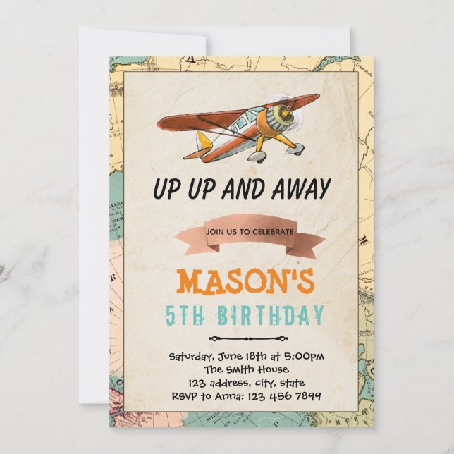 Invitación a la fiesta de cumpleaños del avión (Anverso)