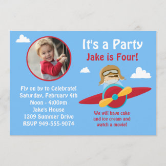 Invitación a la fiesta de cumpleaños del avión