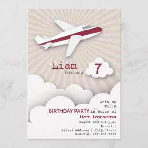 Invitación a la fiesta de cumpleaños del avión - R