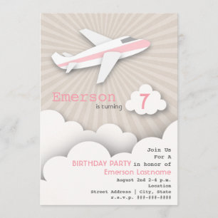 Invitación a la fiesta de cumpleaños del avión - R