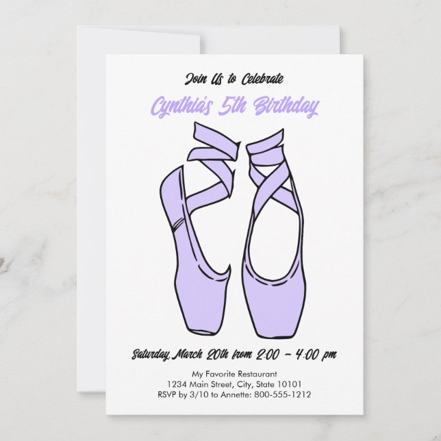 Invitación a la fiesta de cumpleaños del Ballet mi (Anverso)