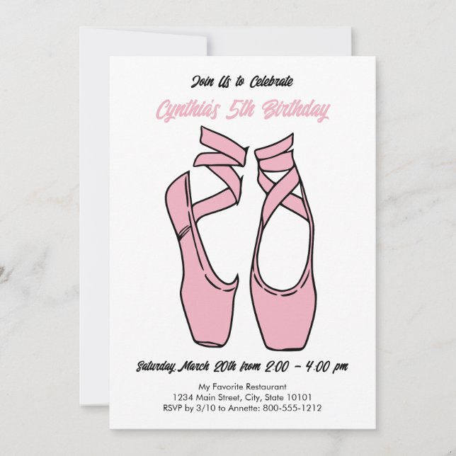 Invitación a la fiesta de cumpleaños del ballet ro (Anverso)