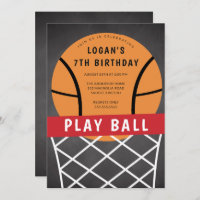 Invitación a la fiesta de cumpleaños del baloncest