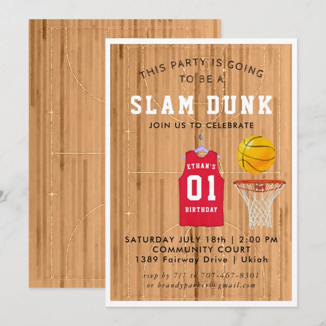 Invitación a la fiesta de cumpleaños del baloncest (Anverso / Reverso)