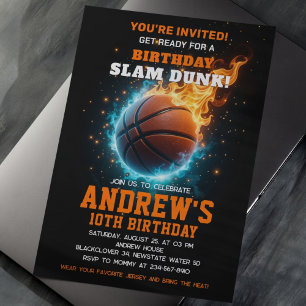 Invitación a la fiesta de cumpleaños del baloncest