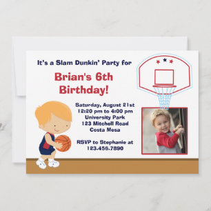 Invitación a la fiesta de cumpleaños del baloncest
