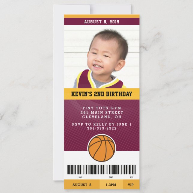 Invitación a la fiesta de cumpleaños del baloncest (Anverso)