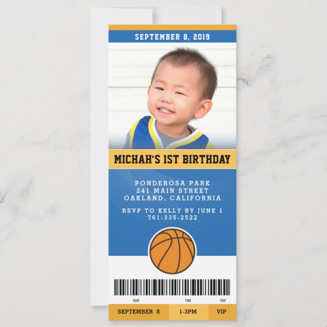 Invitación a la fiesta de cumpleaños del baloncest (Anverso)