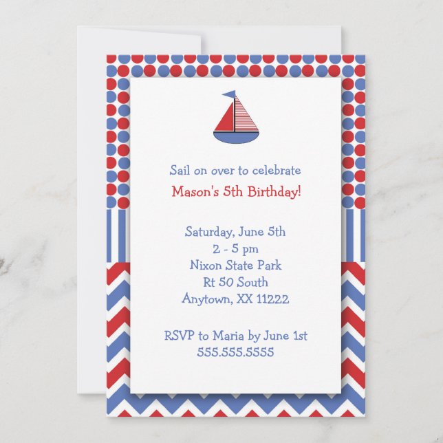 Invitación a la fiesta de cumpleaños del barco/azu (Anverso)
