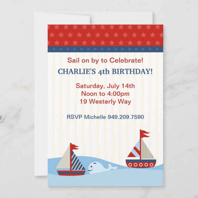 Invitación a la fiesta de cumpleaños del barco de  (Anverso)