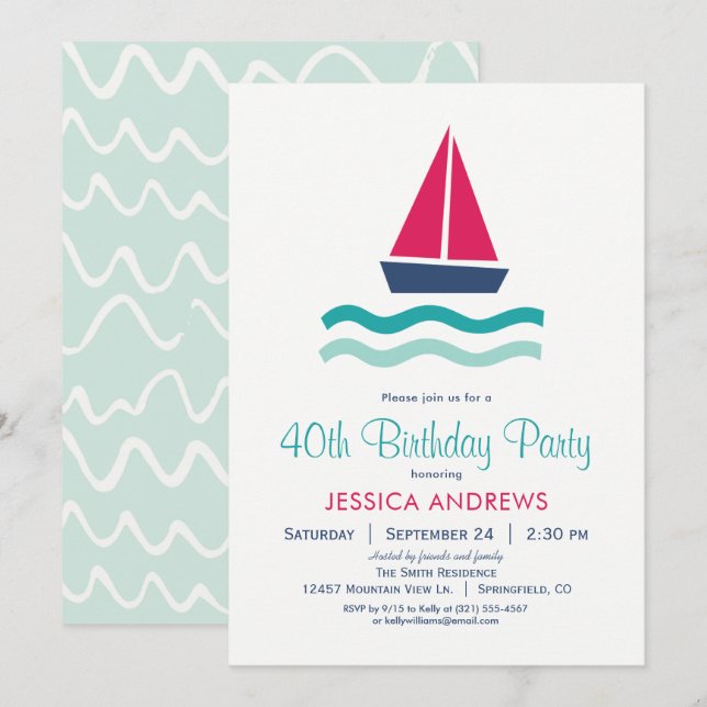 Invitación a la fiesta de cumpleaños del barco náu (Anverso / Reverso)