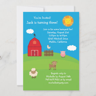 Invitación a la fiesta de cumpleaños del Barnyard