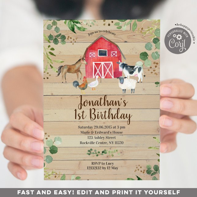 Invitación a la fiesta de cumpleaños del Barnyard (Subido por el creador)