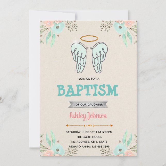 Invitación a la fiesta de cumpleaños del bautismo  (Anverso)