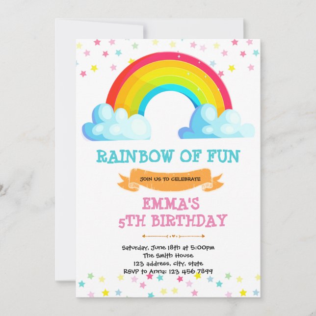 Invitación a la fiesta de cumpleaños del bebé arco (Anverso)