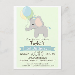 Invitación a la fiesta de cumpleaños del bebé elef