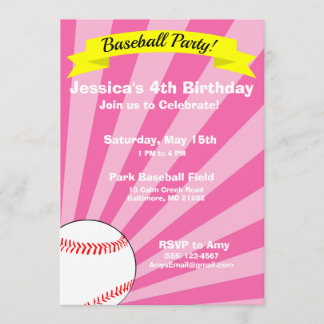 Invitación a la fiesta de cumpleaños del béisbol