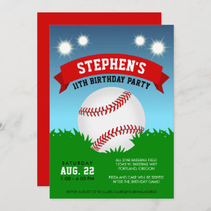 Invitación a la fiesta de cumpleaños del béisbol