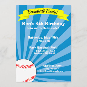 Invitación a la fiesta de cumpleaños del béisbol