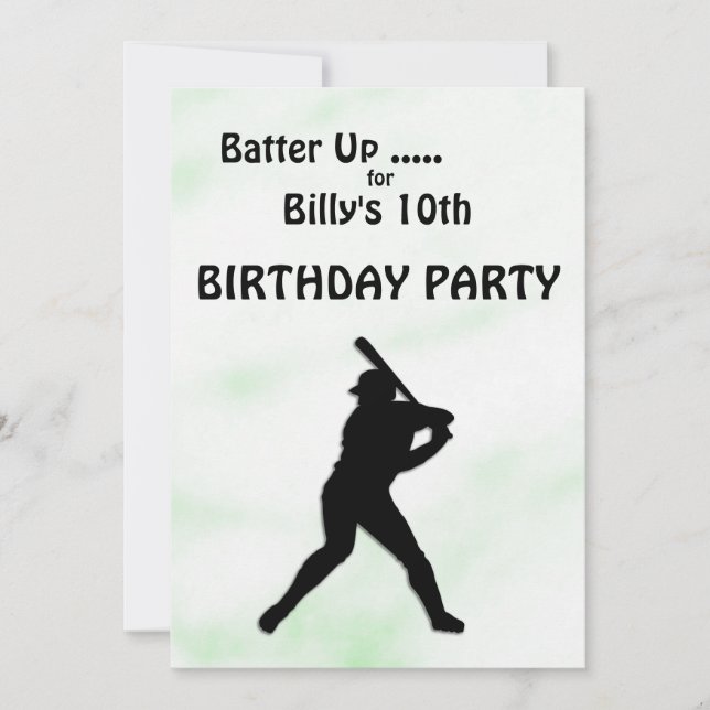 Invitación a la fiesta de cumpleaños del béisbol (Anverso)