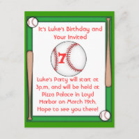Invitación a la fiesta de cumpleaños del béisbol n