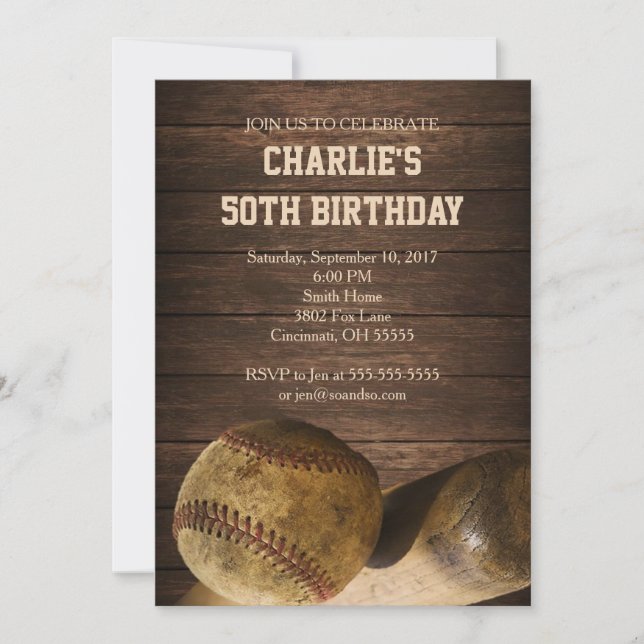 Invitación a la fiesta de cumpleaños del béisbol V (Anverso)