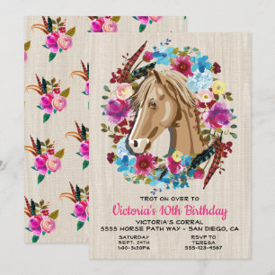 Invitación a la fiesta de cumpleaños del Boho Hors