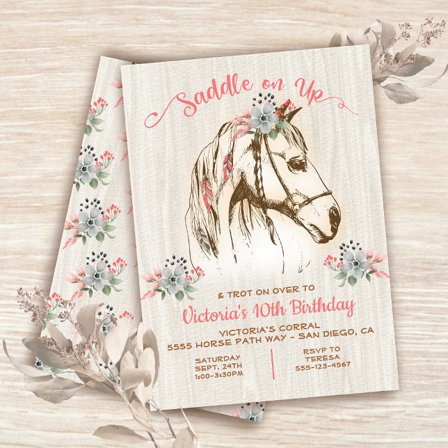 Invitación a la fiesta de cumpleaños del Boho Hors (Subido por el creador)