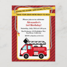 Invitación a la fiesta de cumpleaños del bombero d