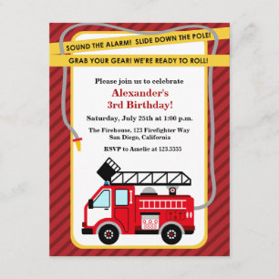 Invitación a la fiesta de cumpleaños del bombero d