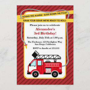 Invitación a la fiesta de cumpleaños del bombero d
