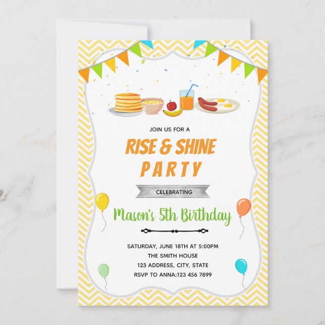Invitación a la fiesta de cumpleaños del brunch de (Anverso)