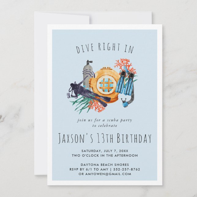Invitación a la fiesta de cumpleaños del buceo Scu (Anverso)