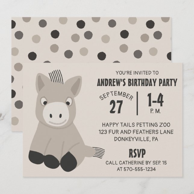 Invitación a la fiesta de cumpleaños del burro (Anverso / Reverso)