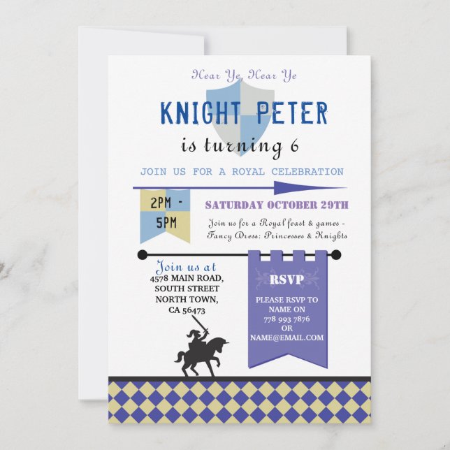 Invitación a la fiesta de cumpleaños del Caballero (Anverso)