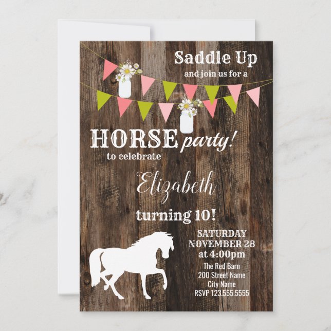 Invitación a la fiesta de cumpleaños del caballo (Anverso)